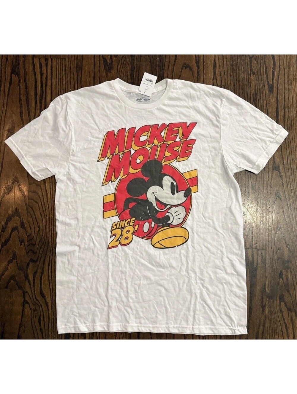 Mickey Mouse Since 1928 Disney Graphic T-Shirt White Adult Large NWT Classic Tee